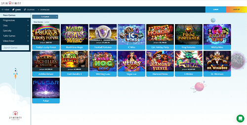 spinfinity casino games